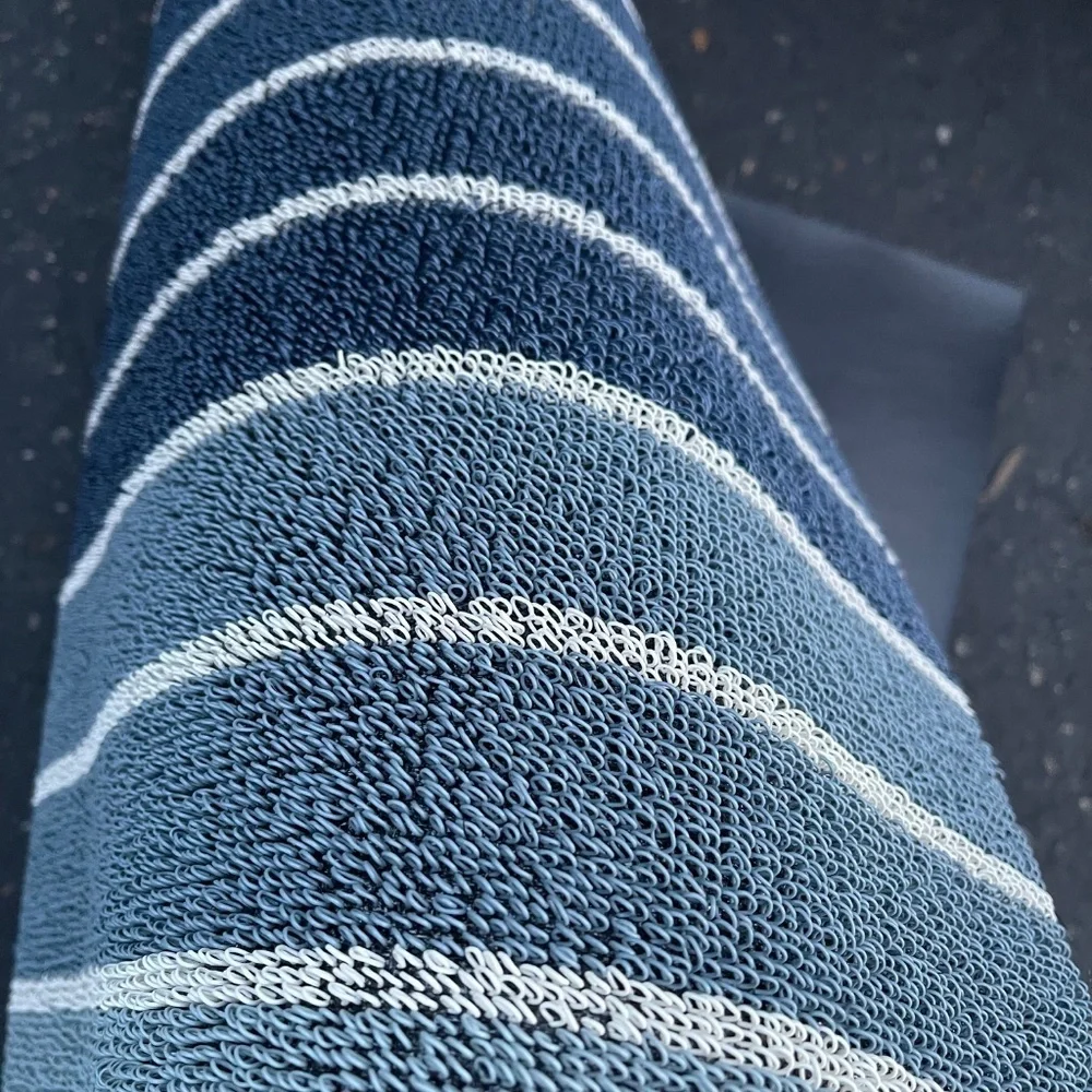 Chilewich Blue and Gray Striped Door Mat